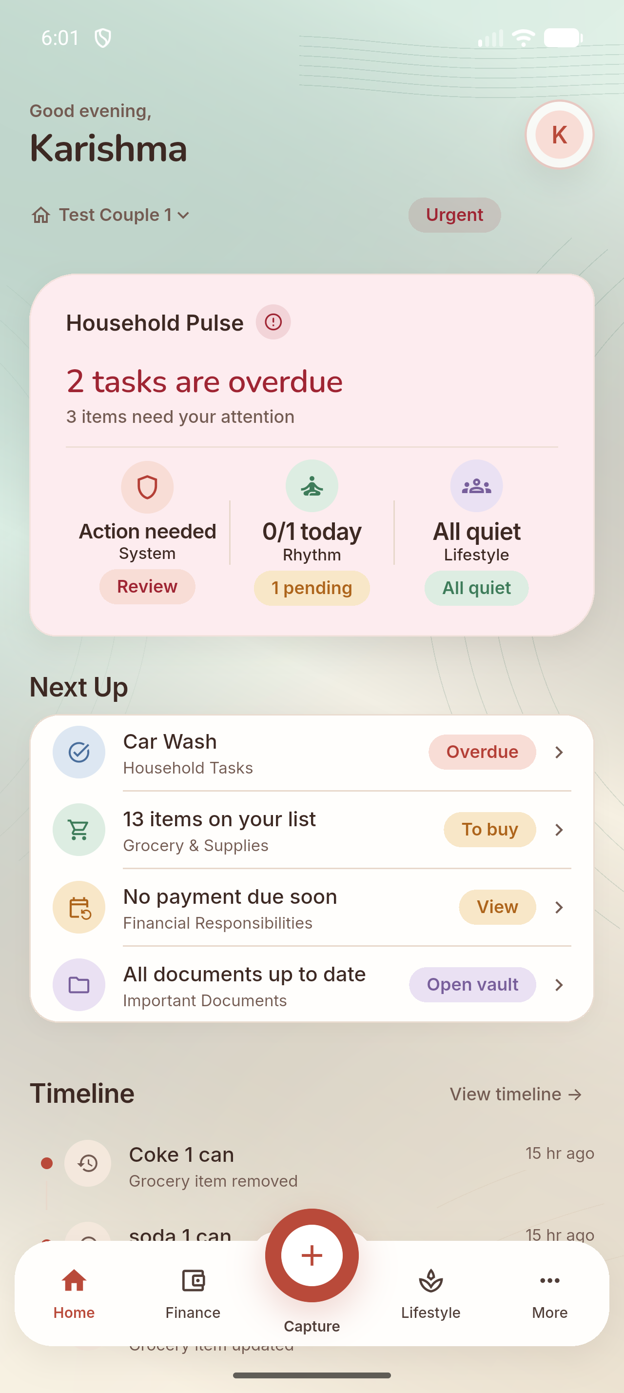 Akimoa Android App Dashboard Simulator Screen