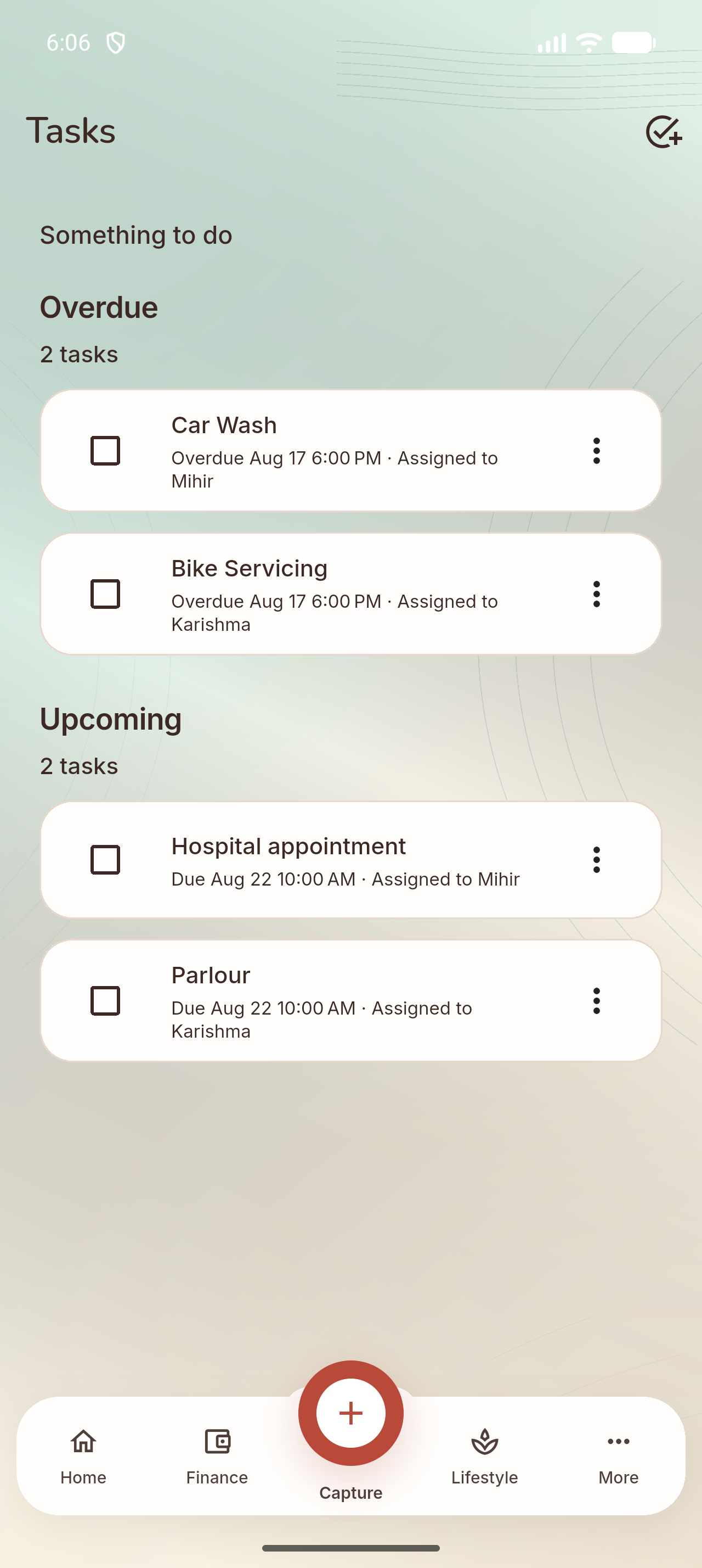 Akimoa Android Simulator - Tasks Screen